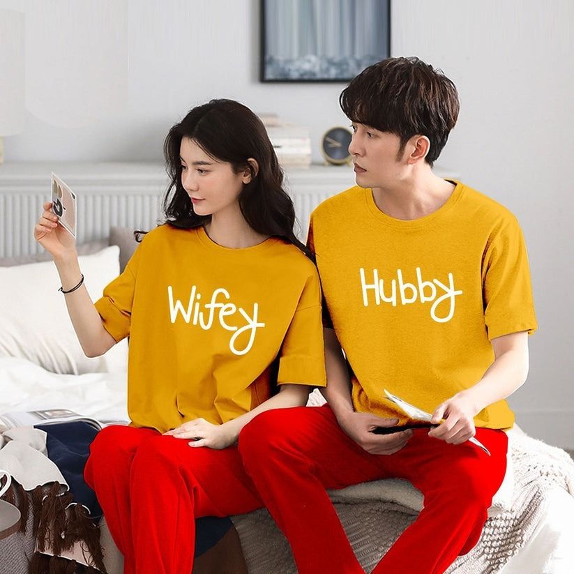 Pack of 2 Hubby & Wifey T-shirt For Couples
