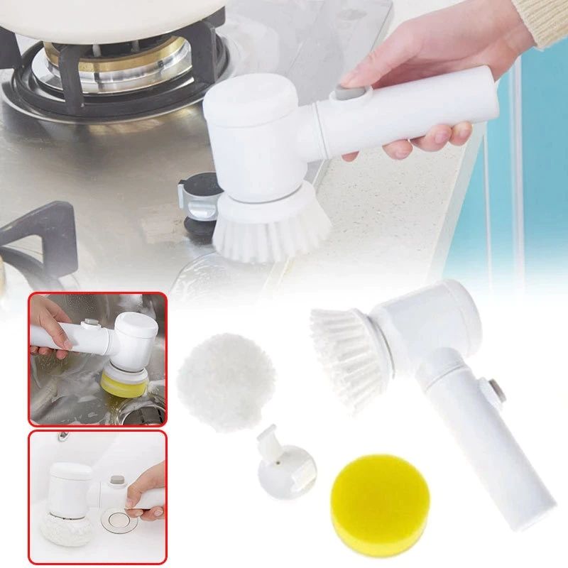 Electric Cleaning Brush Bathroom Wash Brush Kitchen Cleaning Tool USB  5-in-1 Handheld Bathtub Brush Electric Brush Cleaner Sink