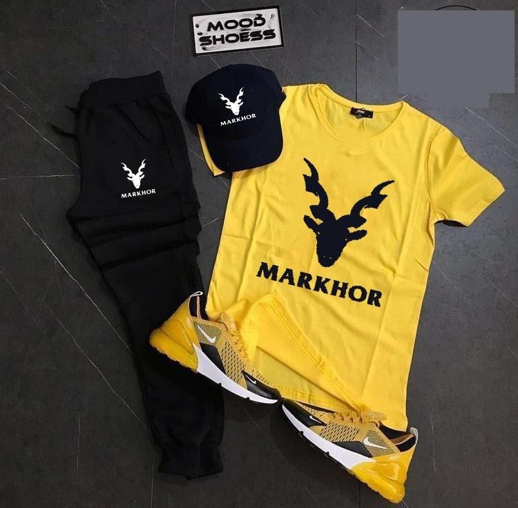 Markhoor Printed Tracksuit 3 in 1 Tshirt Trouser and Cap By Khokhar  Stockists