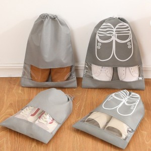 Travel Shoes Storage Bag With Clear Window Non-woven With PVC Bag Waterproof Dustproof Travel Bag