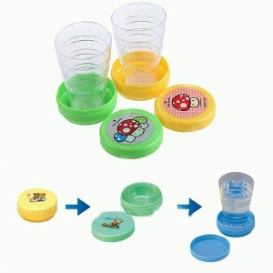 2 pcs Portable Plastic Foldable Magic Cup Glass for Kids Cartoon -Water Drinker Glass for School Children