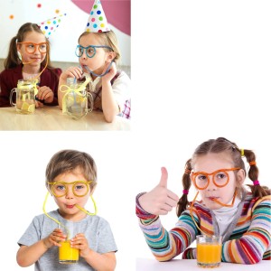 1 Pack, Funny Glasses Straws - Novelty Flexible Soft Drink Glasses for Birthday Parties and Games - Creative Small Gift and Party Decorations Supplies
