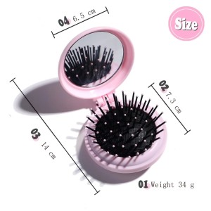 1 Pc Cute Folding Portable Massage Hair Comb Mirror Smooth Detangler Comb Detangling Hair Brush Hairdressing Tools