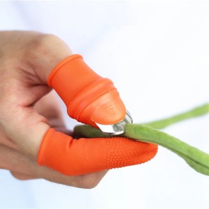 1 Set Silicone Finger Protector With Blade For Fruits Vegetable Thumb Knife Finger Guard Kitchen Gadgets Kitchen Accessories