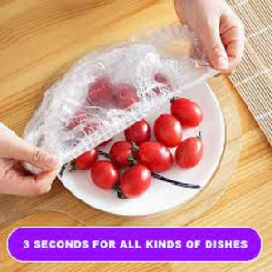 100 Disposable Cling Film Cover Elastic Food Storage Covers Disposable Bowl Covers Dish Plate Covers Transparent Universal Food Cover Stretch Lids For