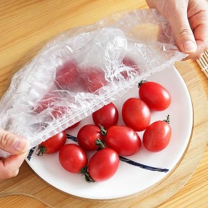 100Pcs Disposable Plastic Bag Food Cover Wrap Elastic Food Bags Lids For Fruit Bowls Cup Cap Storage Kitchen Organizer Fresh Keeping Saver Bag