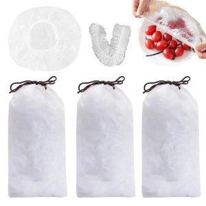 100Pcs Food Cover Plastic Wrap Keeping Fresh Cling Films Elastic Mouth Storage Bags Food Lids For Fruit Bowls Meat Saver Bag