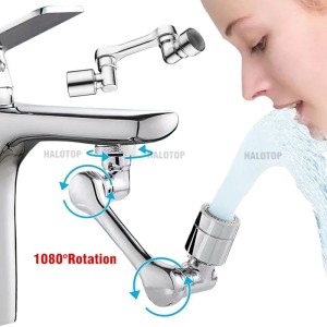 1080 Degree Rotatable Extension Faucet Sprayer Head Universal Bathroom Tap Extend Adapter Aerator 2 Modes Faucet Extender