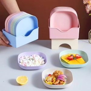10Pcs Creative Spit Bone Dish Household Food Grade Plastic Elliptical Plate Set Dining Table Garbage Plate