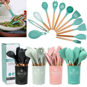 12 Pcs Silicone Cooking Utensils Set With Bucket