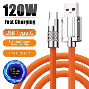 120W 6A Super Fast Charge Type C Liquid Silicone Cable Quick Charge 2M USB Cable Usb C Charger Cable