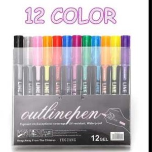 12pcs Highlighter Pen Outline Marker