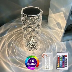 16Colors USB Rechargeable LED Atmosphere Room Decor Christmas Room Decoration Home Lights Crystal Lamp Touch Table Bedside Lamps