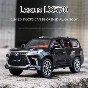1:32 Lexus LX570 Alloy Pull Back Car Model Diecast Metal Toy Vehicles with Sound Light 6 Open Doors for kids