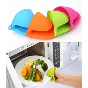 1Pair 2Pcs Protective Hand Clip Mini Heat Resistant Oven mitt Silicone Non-Slip Pot Holders Kitchen Anti-Skid for Baking Cooking Griddling