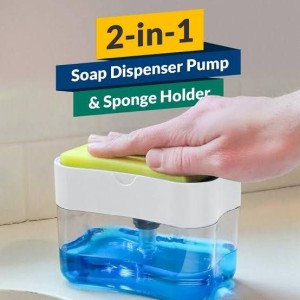 2-in-1 Pump Soap Dispenser and Sponge Caddy For Dish