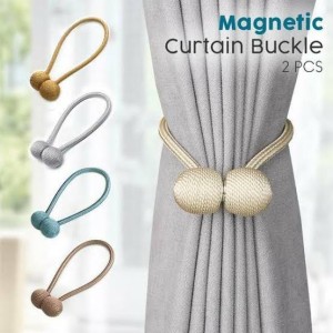 2 Pcs Magnetic Curtain Buckle Tiebacks Braided Spherical Drapery Holdback Clip