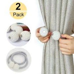 2 PCS Magnetic Pearl Curtain Buckle Magnetic Curtain Tiebacks Convenient Drape Tie European Style Decorative Weave Rope Curtain Rings & Buckles Holder