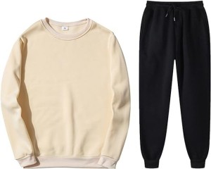 2 Piece Outfit Long Sleeve Sweatshirt and Black Sweatpants Track Suits for Men's/Women's