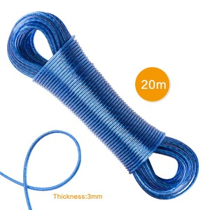 20 Meters 3mm Long Rope Drying Clothes Hangers Washing Lines Steel Wire PVC Camping Outdoors
