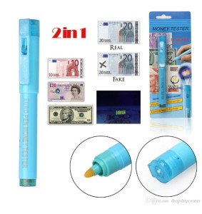 2in1 Money Checker Pen UV Light Pen Euro Pen
