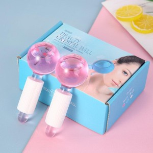 2Pcs/Box Crystal Ice Hockey Roller Energy Massage Beauty Facial Eye Crystal Ball Ice Globes Water Wave Face Massage Skin Care