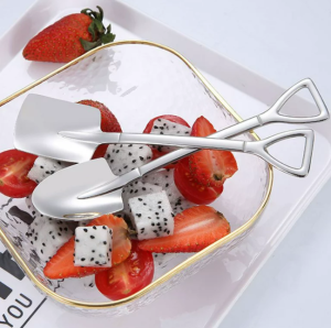 2PCS Coffee Spoon Cutlery Set Stainless Steel Retro Iron Shovel Ice Cream Spoon Scoop Creative Spoon tea-spoon Fashion Tableware
