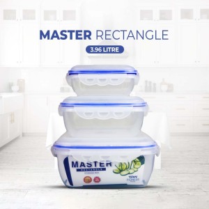 (3.96 Litre) Air tight 3 Pieces Food Container Set Master Rectangle