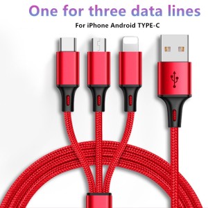 3 in 1 Multi Charging USB Type C Cable , Android / Iphone  - 1.2M