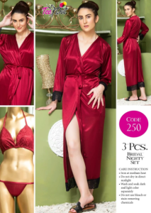 3 Piece Women's Top Relaxing Soft Silk Sleepwear (NN-250-Maroon)
