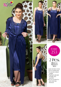 2 Piece Women's Top Relaxing Soft Silk Sleepwear (NN-252-Blue)