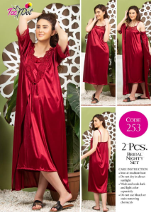 2 Piece Women's Top Relaxing Soft Silk Sleepwear (NN-252-Maroon)