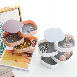 360° Rotating Jewelry Storage Box 4 Layers Portable Travel Jewellery Holder Jewellery Accessory Organizer Necklaces Bracelets Rings Earrings Holder wi