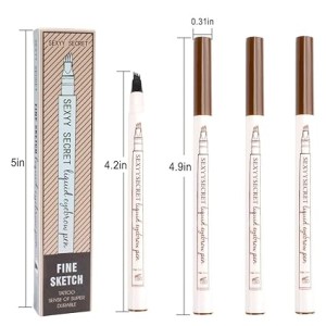 3D Waterproof Microblading Eyebrow Pen 4 Fork Tip Tattoo Pencil (Pack of 3)
