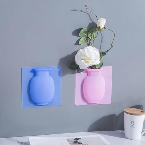 3PCS Silicone Sticky Vase Magic Suction Cup Soft Vase Sticky Wall Showcase Refrigerator Vase Decorative (Color : Pink, Sheet Size : 14.5 x 14.5)