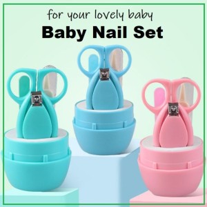 4Pcs Baby Manicure Set Safety Care Nail Trimmer Clipper Scissor Cutter Tool Baby Infant Nail Kit Clipper Trimmer Scissor File Nasal Tweezer Grooming