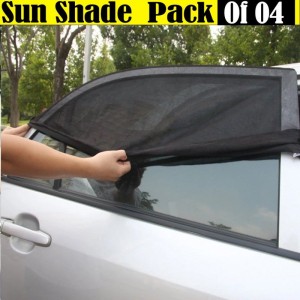 4pcs Black Car Window Sunshade Curtain Sunshade Net Car Rear Side Window Sun Covers