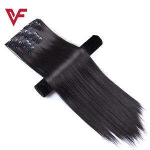 5 Clips In Straight Synthetic Hair Extension Natural Black Hair Extension Wigs For Her Natural Looking Heat Resistant Hair for Women Synthetic Wig