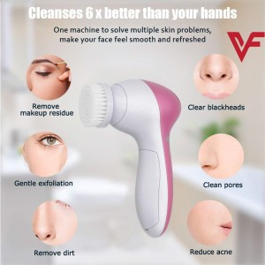 5 in 1 Electric Facial Cleanser Wash Face Cleaning Machine Skin Pore Cleaner Body Cleansing Massage Mini Beauty Massager Brush massager Scrub Beauty