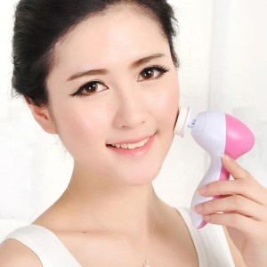5 in 1 Face Cleaner Brush Wash Facial Pore Cleaning Massage Machine Beauty Care Sonic Face Cleanser Sponge Brush