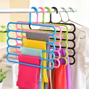 5 Layers Multifunctional Pants Hangers Colorful Plastic Non-Slip Space-saving Closet Hangers