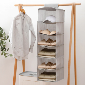 5 Layers Shelf Foldable Clothing Storage Rack Shelves / Closet Organizer Hanging Storage
