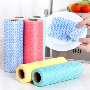 50 Pcs/Roll Kitchen Disposable Lazy Rag Scouring Pad Household Washable Dishcloth Eco-friendly Non-woven Oil-free Cleaning Cloth