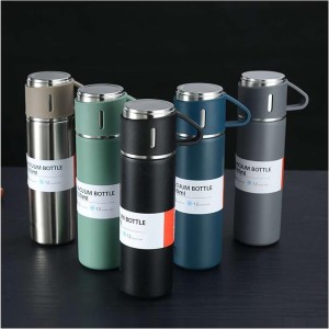 500Ml Bullet Thermos Bottle Set Double-Layer Stainless Steel Vacuum Flask Travel Water Bottle Business Tea Cup