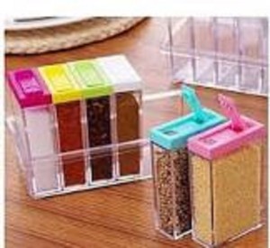6 Color / Set Spice Jar Set Seasoning Bottle Transparent Colorful Lid Kitchen Condiment Cruet Storage Container