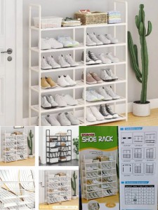 6 Layers Shoe Rack Storage Stand Organizer - White