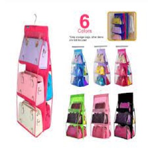 6 Pocket Hanging Handbag Organizer For Wardrobe Closet Transparent Storage Bag Door Wall Clear Sundry Shoe Bag With Hanger Pouch