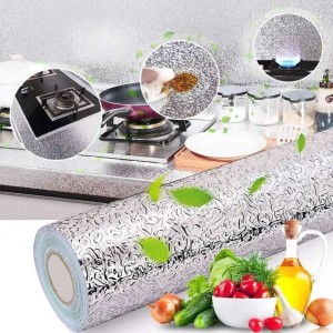 60cm X 200cm Aluminium Foil Sticker Aluminium Foil Sheet Kitchen Waterproof Self-Adhesive ( Silver )