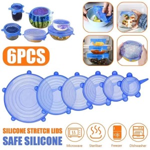 6Pcs Universal Food Silicone Cover Silicone Stretch Lids For Cookware Reusable Stretch Lids Silicone Lid Covers Silicone Lids