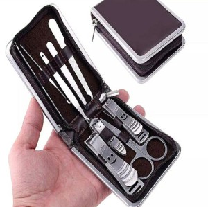 9pcs Carbon steel Nail Clippers Set Professional Scissors Suit With Box Trimmer Grooming Manicure Cutter Kits For Nail Tool